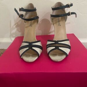 Black Heels with Open Toe and Ankle Strap